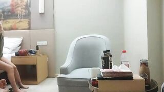 91沈先森嫖娼大师带你找外围，深夜场甜美短裙妹子，穿上黑丝翘起双脚自摸逼逼，抬腿侧入猛操搞了两炮