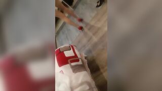 红色短裙高跟鞋【制服诱惑】骚气少妇开裆肉丝自慰啪啪，拨开内裤上位